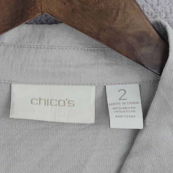 Chico's Womens Gray Button-Up Shirt Dress Size 2/L Rayon/Nylon Blend  28PT - Picture 4 of 8
